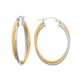 thumbnail image 1 of 9ct 2-Colour Gold Jewelco London Oval Snake Mesh 3mm Hoop Earrings, 32x24mm, 1 of 3