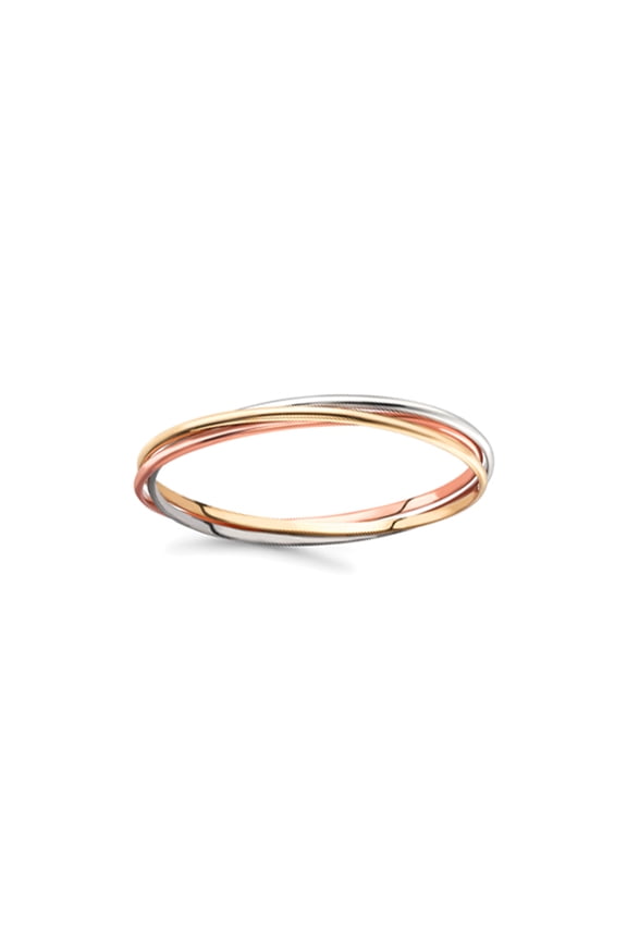 9ct 3-Colour Trinity Gold Jewelco London Holy Trinity Wedding Bangle Bracelet 3mm