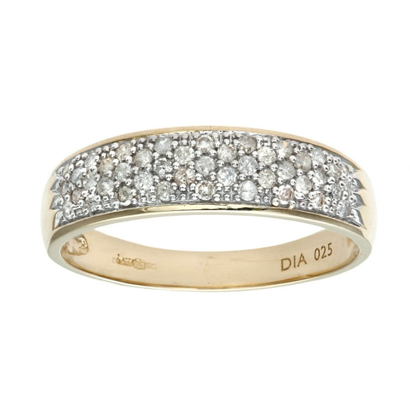 9ct Gold Jewelco London 1/4ct Diamond Diagonal 5 Row Pave Eternity Ring 2.5mm