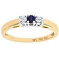 thumbnail image 1 of 9ct Gold Jewelco London 15pts Diamond 15pts Sapphire 4 Claw Trilogy Ring, 1 of 7