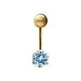 thumbnail image 1 of 9ct Gold Jewelco London 6mm CZ Solitaire Banana Belly Bar Piercing 10mm Light Blue, 1 of 3