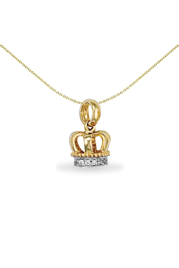9ct Gold Jewelco London CZ Bejewelled Crown Charm Pendant