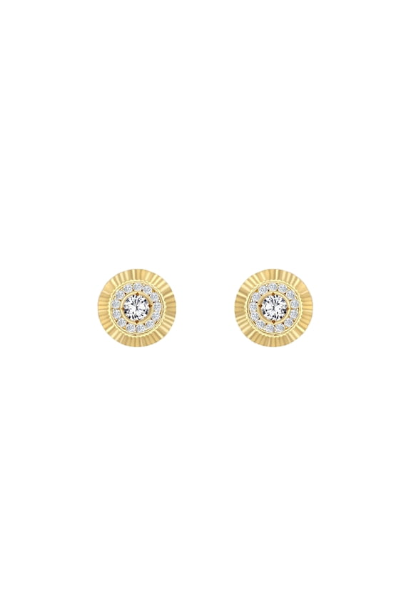 9ct Gold Jewelco London CZ Fluted Bezel Sunburst Stud Earrings, 8mm