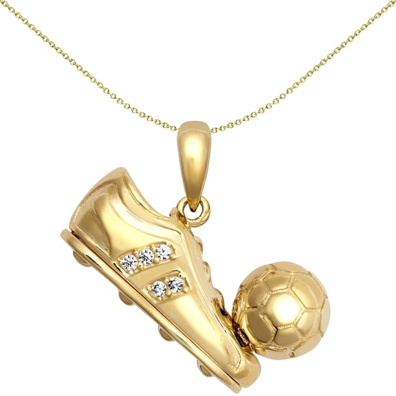 9ct Gold Jewelco London CZ Football & Boot Foot Stall Novelty Pendant