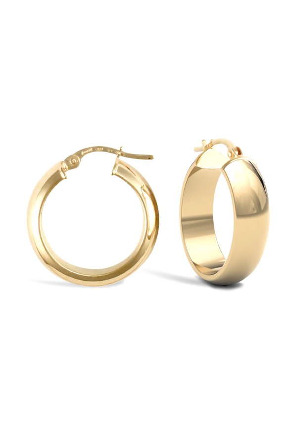 9ct Gold Jewelco London D-Shape Wedding Band Style 6mm Hoop Earrings 20mm