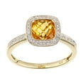 thumbnail image 1 of 9ct Gold Jewelco London Diamond Cushion Citrine Square Cushion Beaded Halo Ring, 1 of 5