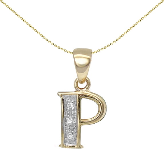 9ct Gold Jewelco London Diamond Identity Initial ID Charm Pendant Letter P