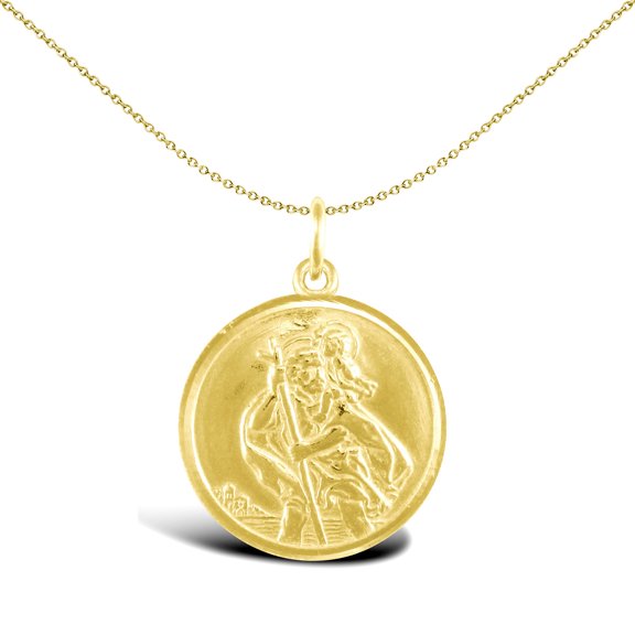 9ct Gold Jewelco London Double Sided St Christopher Medallion Pendant