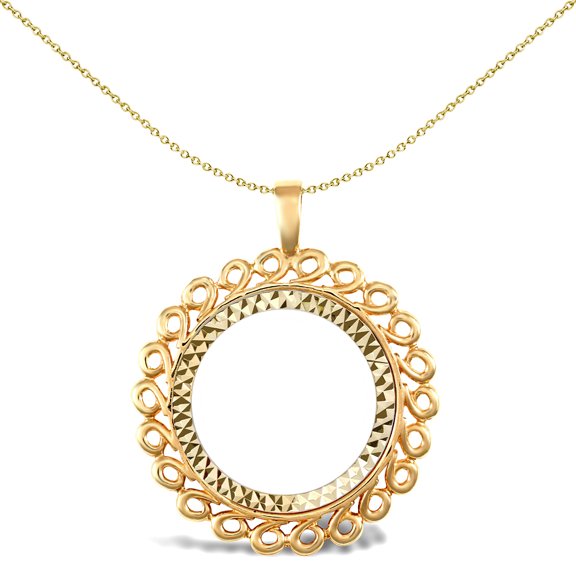 9ct Gold Jewelco London Loop Spiral Frame Full Sovereign Coin Mount Pendant
