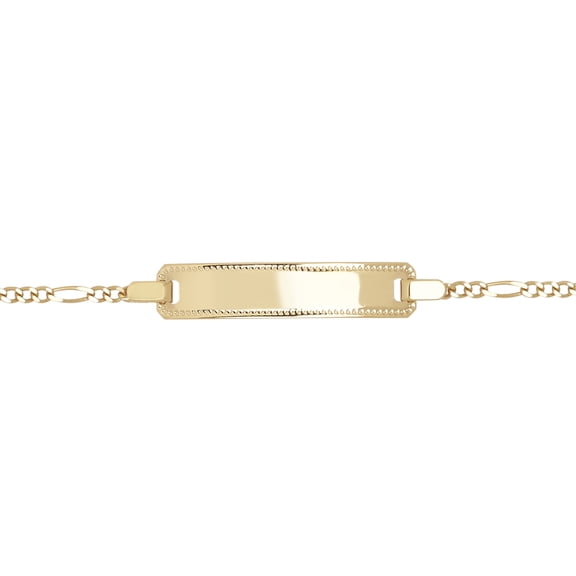 9ct Gold Jewelco London Mill Grain Figaro Identity ID Bracelet, 7.5 inch 19cm