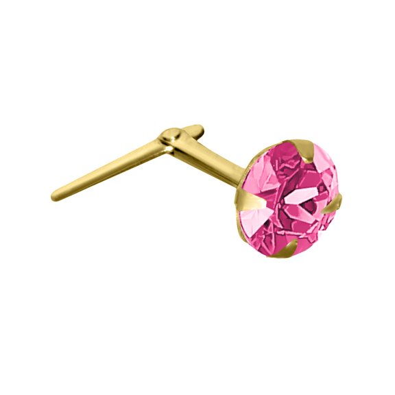 9ct Gold Jewelco London Pink Crystal Claw Set Andralok Hinged Nose Stud 4mm