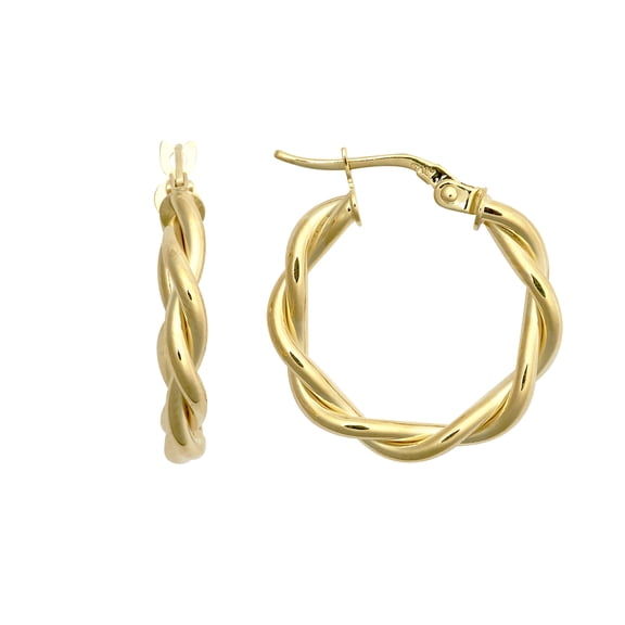 9ct Gold Jewelco London Plain Twisted Double Interlocked 3mm Hoop Earrings 20mm