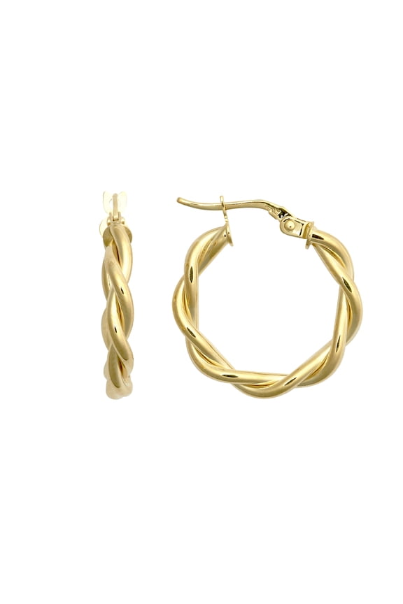 9ct Gold Jewelco London Plain Twisted Double Interlocked 3mm Hoop Earrings 20mm