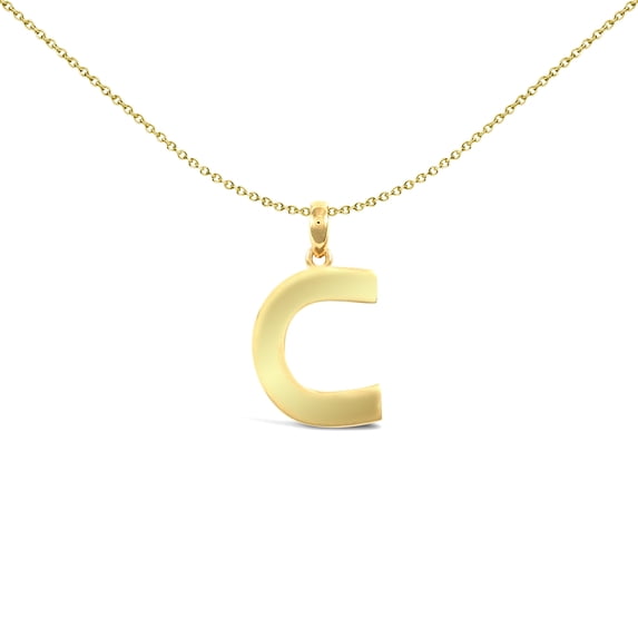 9ct Gold Jewelco London Polished Block Identity Initial Charm Pendant Letter C