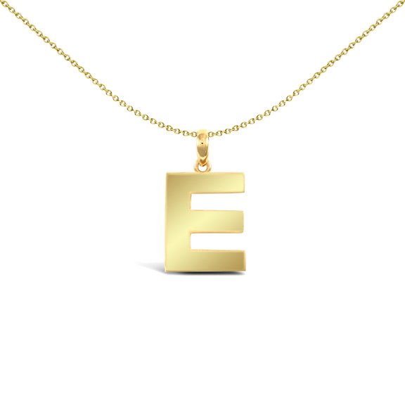 9ct Gold Jewelco London Polished Block Identity Initial Charm Pendant Letter E