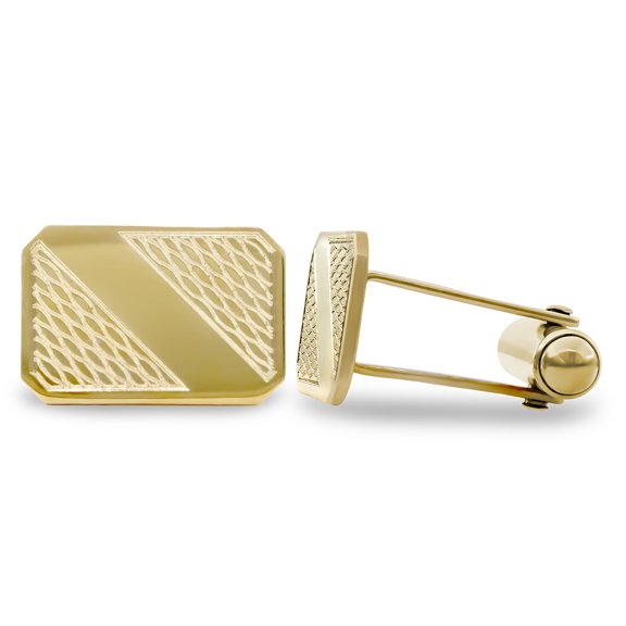 9ct Gold Jewelco London Rectangular Ogee Swivel Back Cufflinks, (ID Strip)
