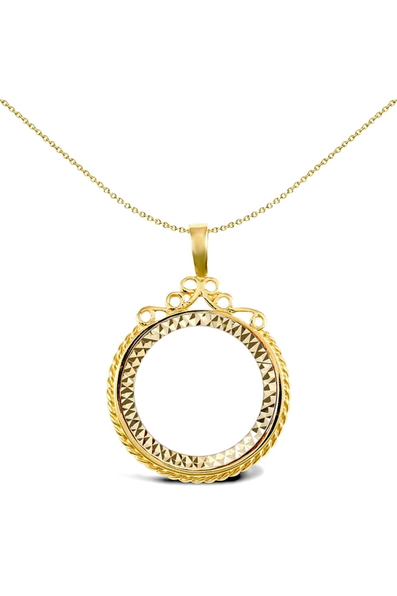 9ct Gold Jewelco London Rope Edge Scroll Top Full Sovereign Coin Mount Pendant