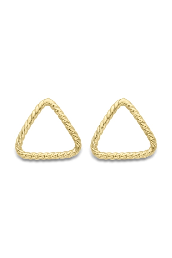 9ct Gold Jewelco London Rope Twist Equilateral Triangle Stud Earrings
