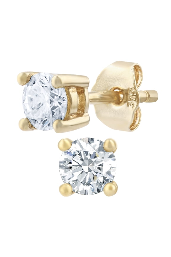9ct Gold Jewelco London Round 1/2ct Diamond Solitaire Stud Earrings