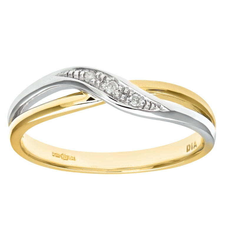 9ct Gold Jewelco London Round 2pts Diamond Crossover Dress Ring 9ct Gold Jewelco London Round 2pts Diamond Crossover Dress Ring