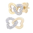 thumbnail image 1 of 9ct Gold Jewelco London Round 6pts Diamond Heart Stud Earrings, 1 of 4