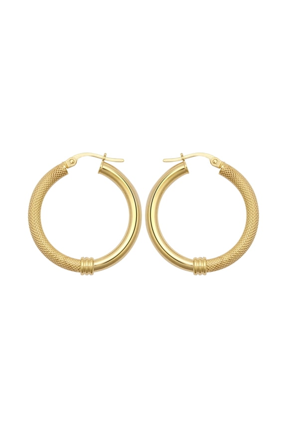 9ct Gold Jewelco London Snake Skin Mesh Styles Clash 3mm Hoop Earrings 26mm