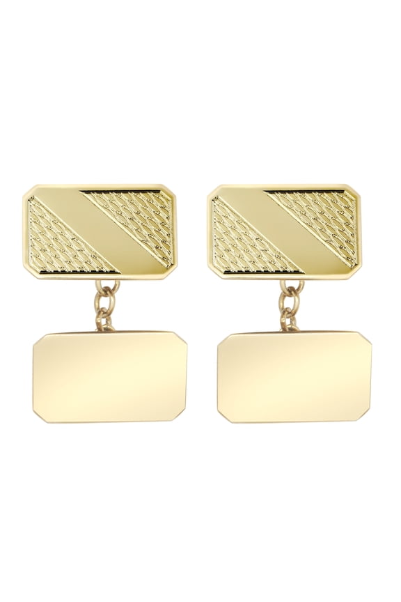 9ct Gold Jewelco London Twin Rectangular Ogee Chain Linked Cufflinks, (ID Strip)