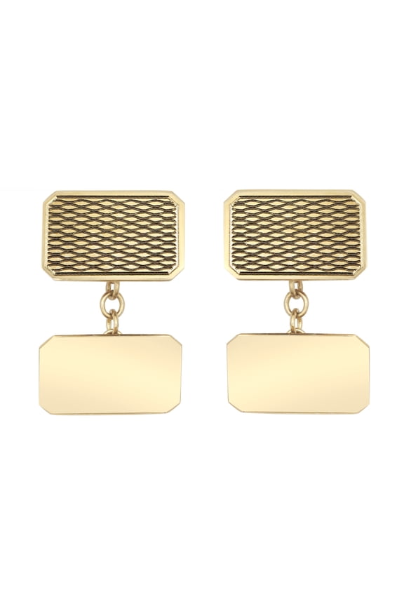 9ct Gold Jewelco London Twin Rectangular Ogee Chain Linked Cufflinks