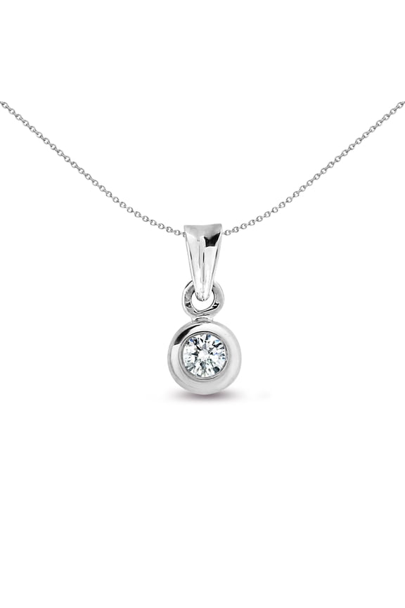 9ct White Gold Jewelco London 0.25ct Diamond Donut Ring Solitaire Pendant