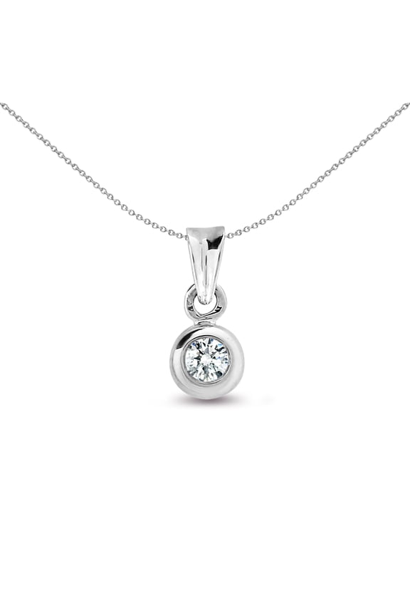 9ct White Gold Jewelco London 0.2ct Diamond Donut Ring Solitaire Pendant