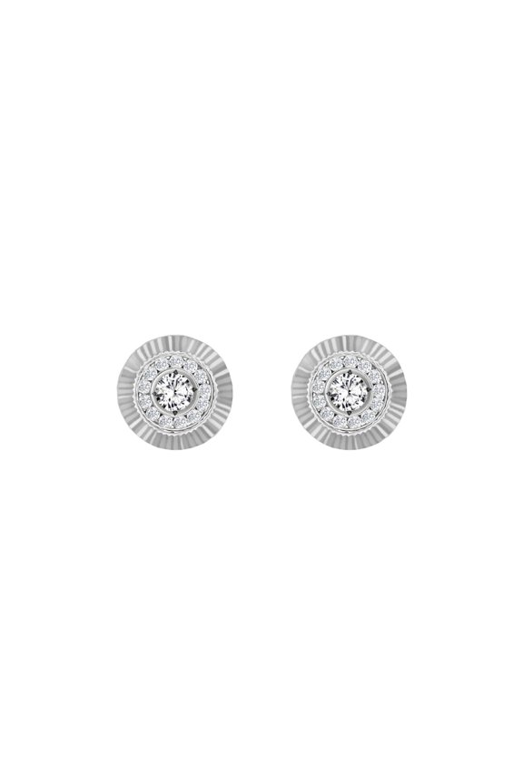 9ct White Gold Jewelco London CZ Fluted Bezel Sunburst Stud Earrings, 8mm