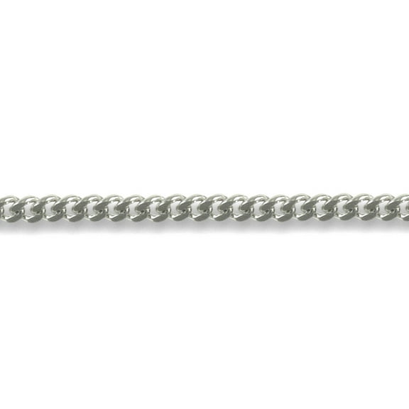 9ct White Gold Jewelco London Diamond Cut Curb 1.0mm Pendant Chain Necklace