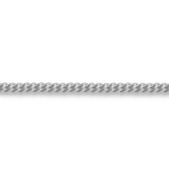 9ct White Gold Jewelco London Diamond Cut Curb 1.4mm Pendant Chain Necklace