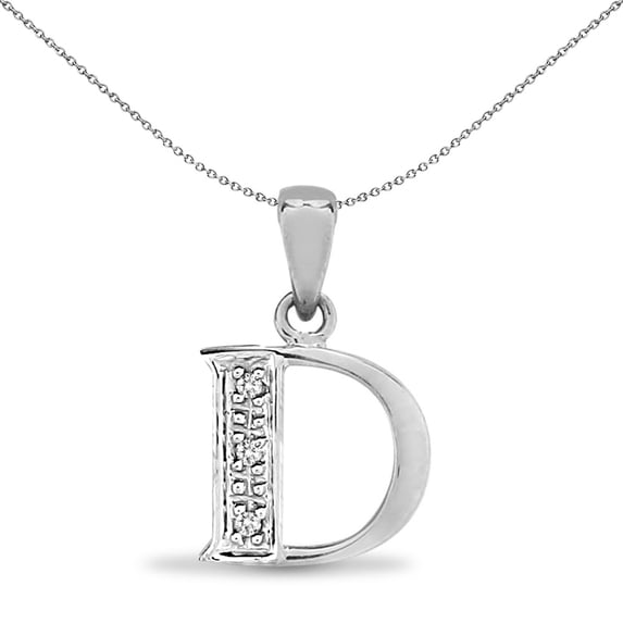 9ct White Gold Jewelco London Diamond Identity Initial ID Charm Pendant Letter D