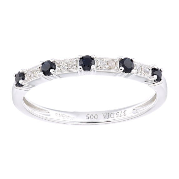 9ct White Gold Jewelco London Diamond Sapphire Spacers 5 Stone Eternity Ring