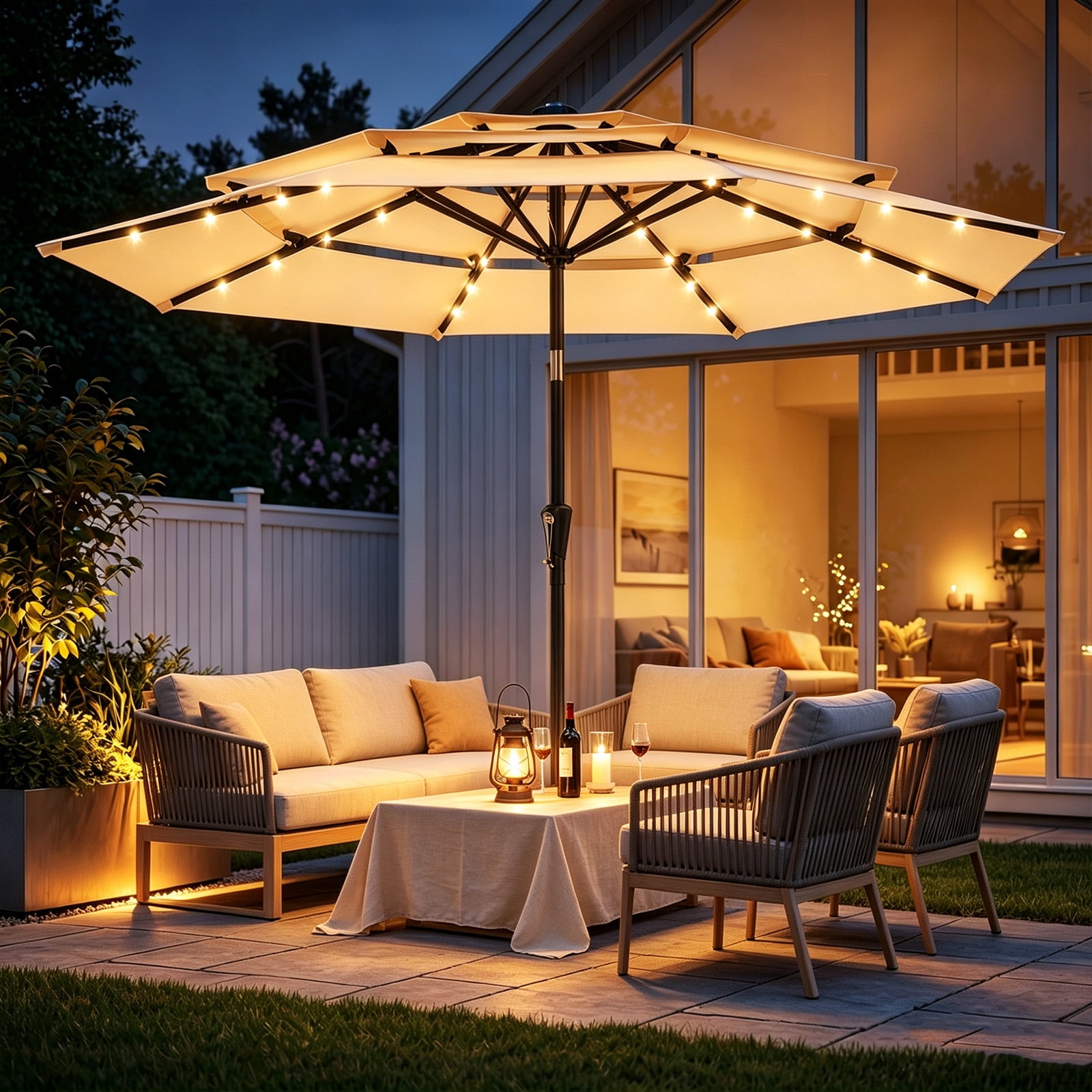 cool patio umbrella sunshade 10 ft double sided with base The canopy is crafted from a high Patbrela 9ft 3-Tier Solar Patio