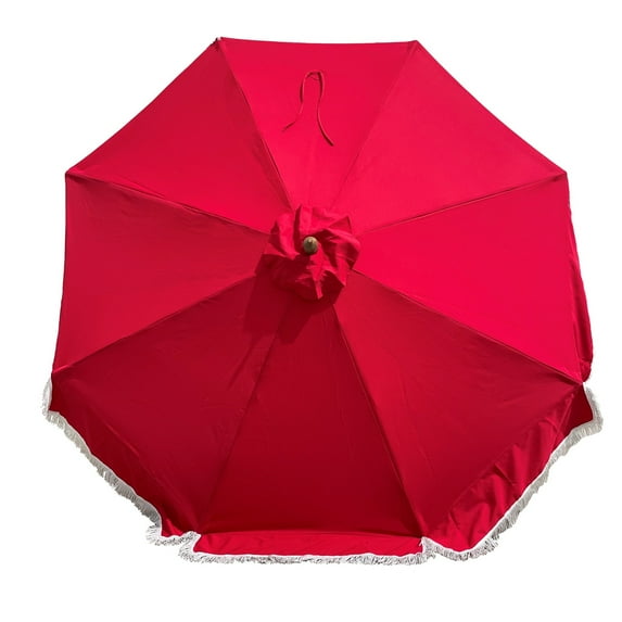 9ft 8 Ribs Replacement Umbrella Canopy w/Fringed Valance in Red (Canopy Only)