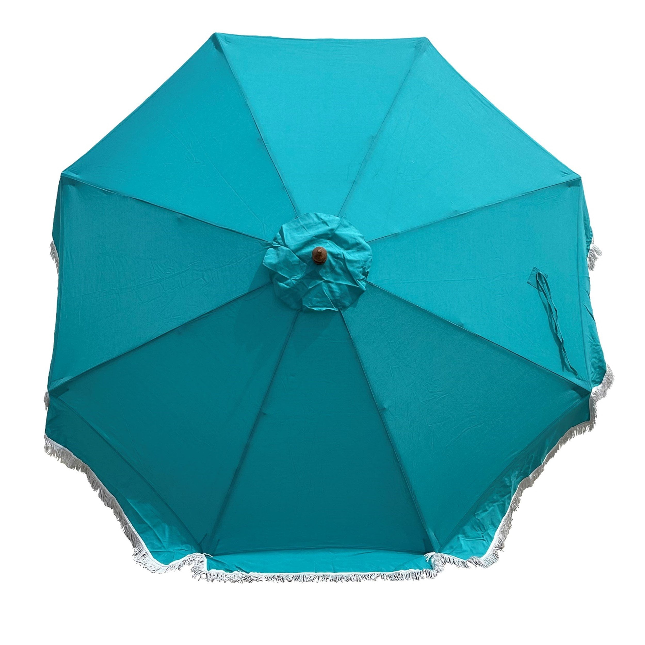 9ft 8 Ribs Replacement Umbrella Canopy w/Fringed Valance in Turquoise