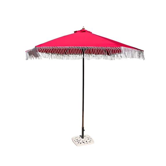 9ft 8 Ribs Replacement Umbrella Canopy w/ Tassels in Red (Canopy Only)