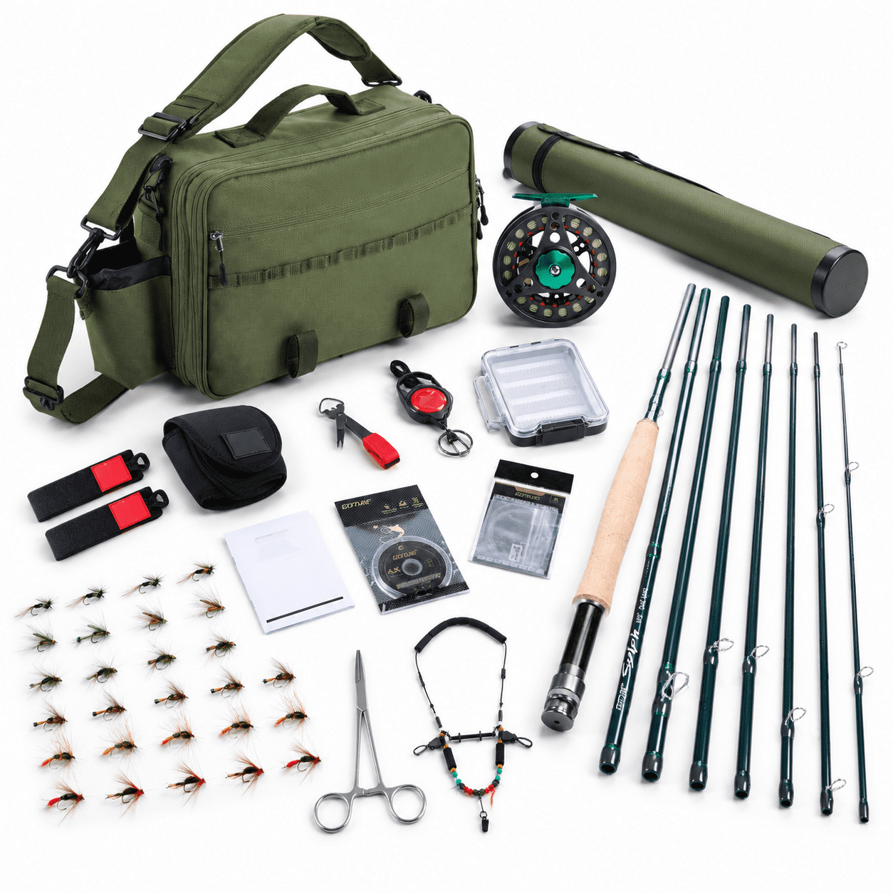 Fly Fishging Rods 9ft 8-section Fly Fishing Rod & Reel Combo with Gear Bag, 5wt 8sec D1 ...