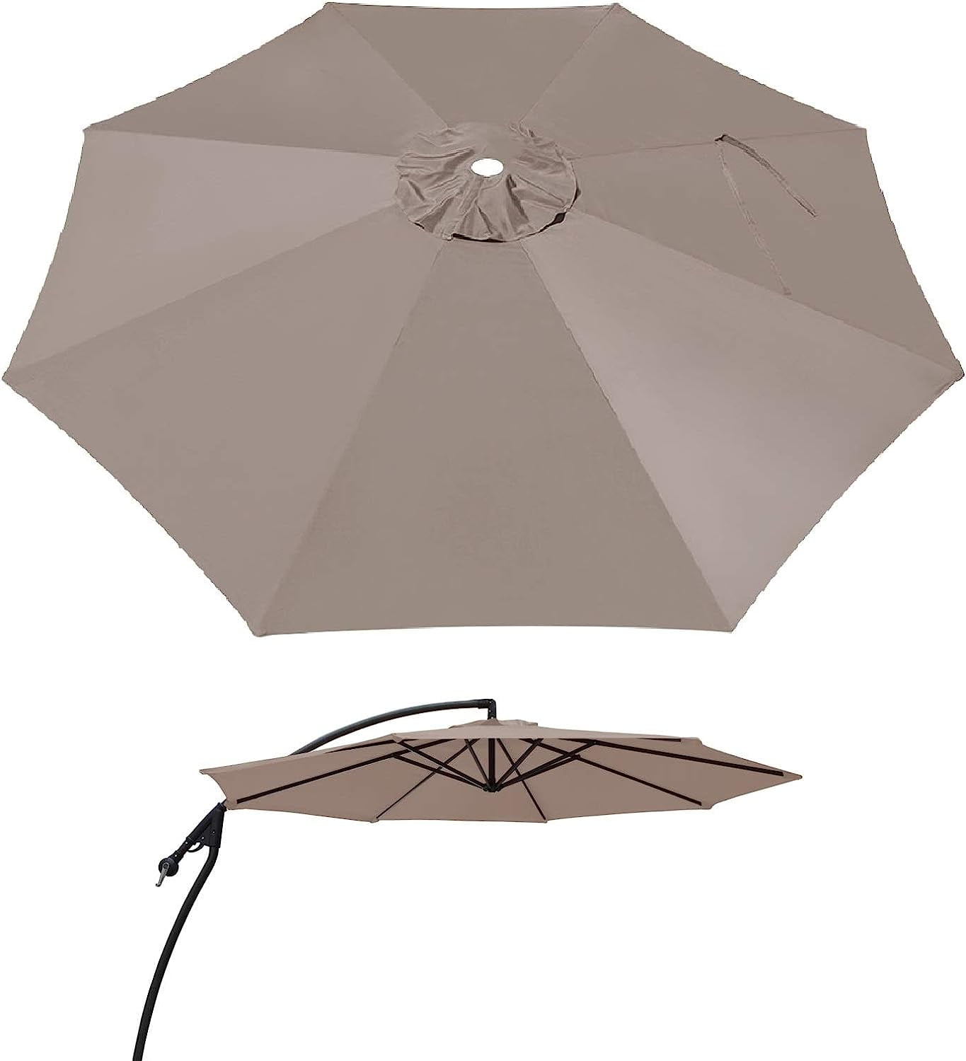 9ft Half Umbrella Replacement Canopy - 5 Ribs, UV Protective & Waterproof, For Patio Half-Round Umbrellas