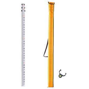 9ft Aluminum Leveling Rod, 3-Section Telescopic Survey Stick with Bubble Level&Dual-Scale, Portable Measuring Pole for Construction Flooring Work