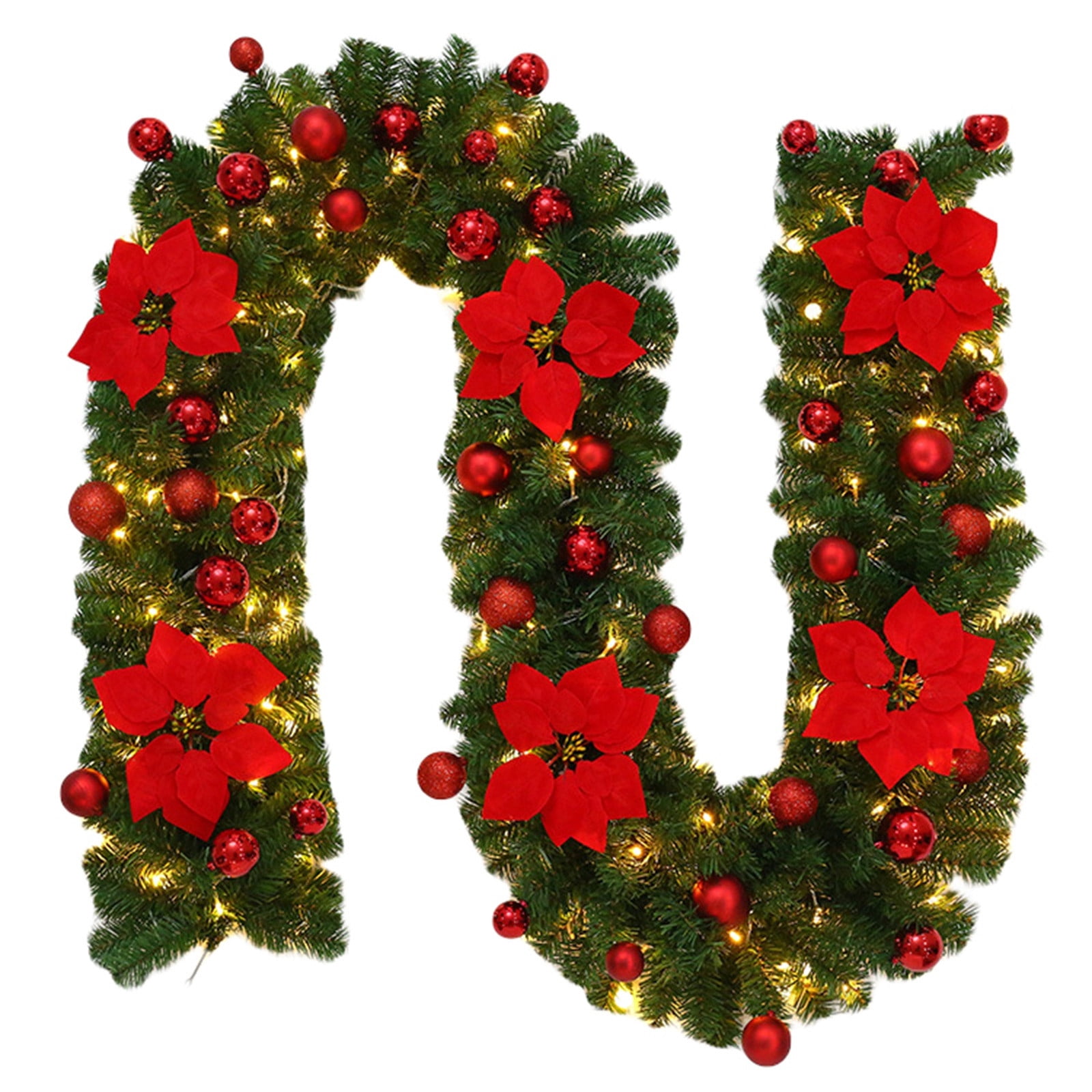 9ft Battery Operated Christmas Garland with Lights, Pre Lit Artificial — free download