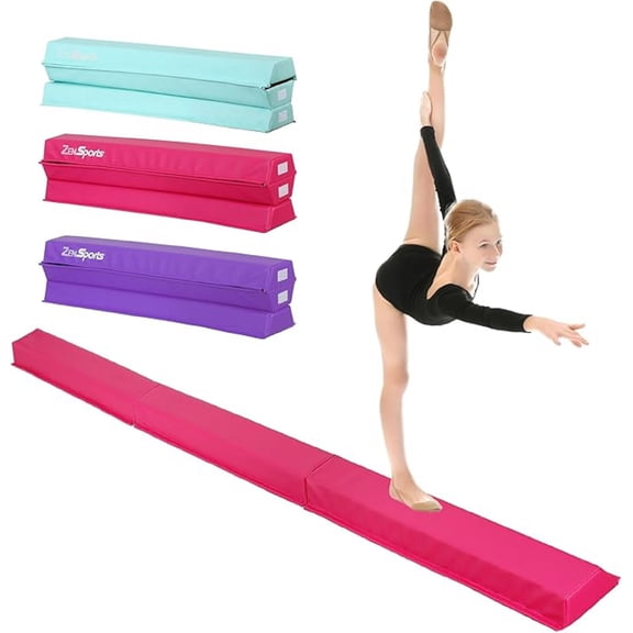 9ft Folding Gymnastics Balance Beam for Kids, Floor Balance Beam Bar with Anti-Slip Base Extra Firm Foam Walking Beams Home Balance Training Gymnastics Equipment