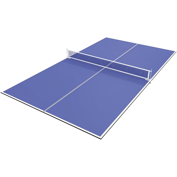 9ft Folding Ping Pong Table Top for Billiard Tables, Table Tennis Conversion Top with Net, Foam Padding, Blue