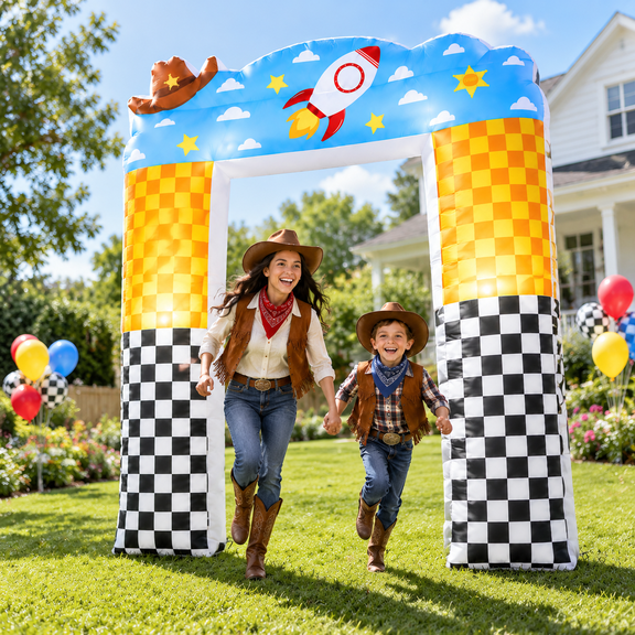 9ft Giant Inflatable Cow Cloud Themed Party Arch for Event Decor