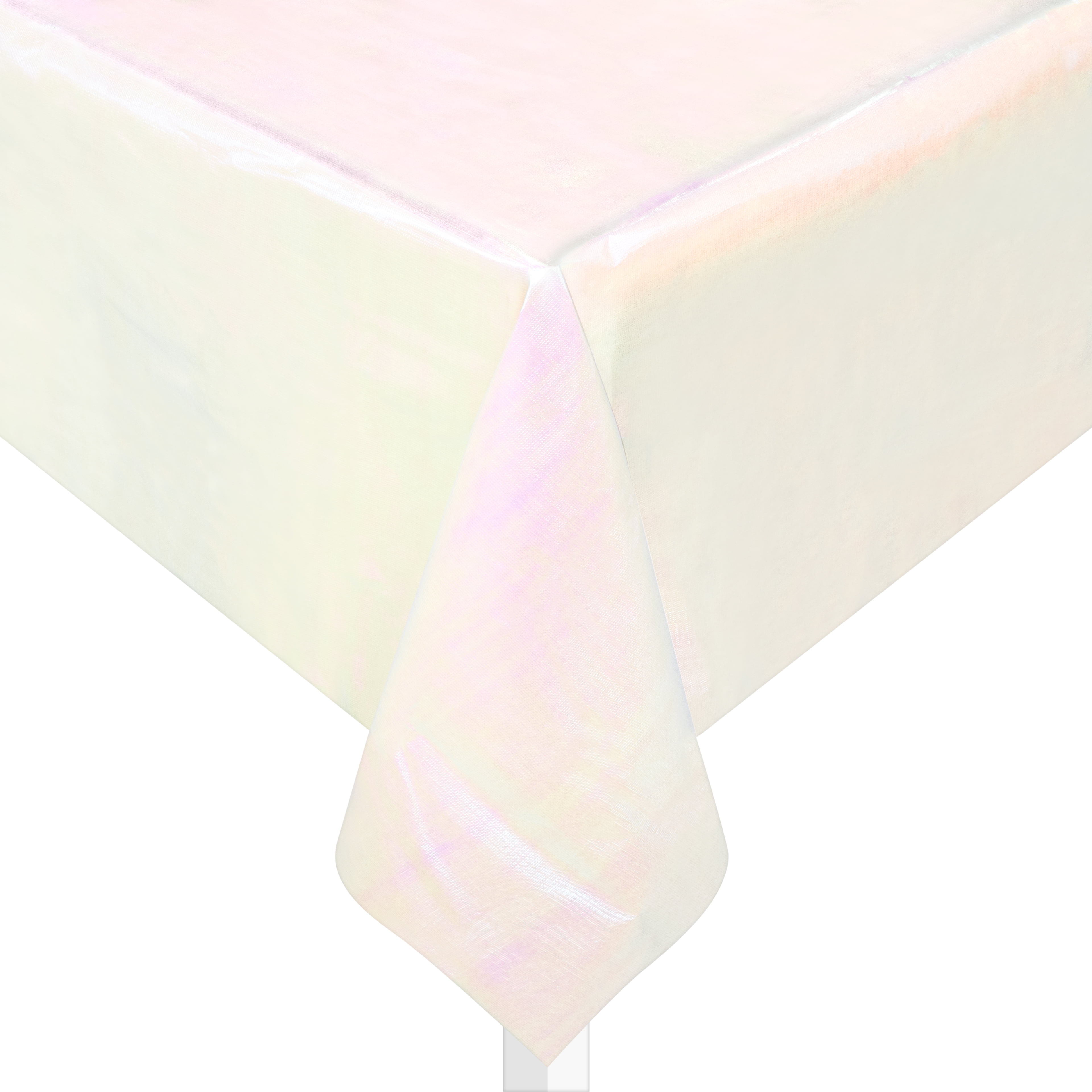 9ft Iridescent White Plastic Table Cover