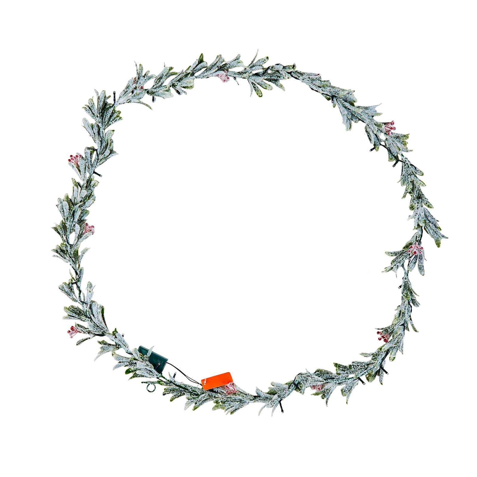 9ft LED Christmas Garland, Realistic Olive Vines Red Berries, Full Fluffy Artificial Greenery for Mantle Stair Fireplace Holiday Decor