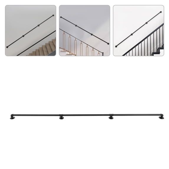 9ft Length Stair Handrail, Metal Staircase Handrail, Industrial Hand Rail for Installation on Stairs, Attic, Foot Railings, Indoor/Outdoor Deck Porch Steps