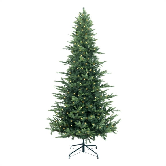 9ft Nordic Christmas Tree with Lights, Tree Prelit with 2106 Branch Tips, 1100 Warm Lights and Metal Stand by Homestock